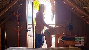 Young Mexican Slut Begs for Public Beach Pounding by Neighbor