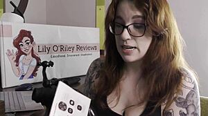 Redhead reviews Uros Nexus sex machine dildo vibrator on big tits and vagina