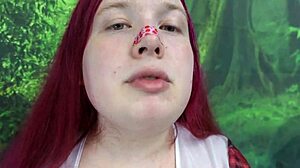 watch this chubby redhead tranny shake booty twerk dildo fuck up close