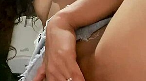 damn this hot petite in miniskirt fucks her horny pussy so good