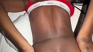 Petite Ebony's Creamy Pussy Stretched by Massive BBC Doggystyle