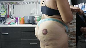 follando con el amigo en la cocina while big tits milf rides huge cock to squirting orgasm