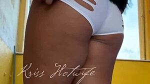 Gym Friend Catches Naughty Wife Flashing Cameltoe in Tiny New Shorts?