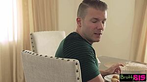 Hyley Winters seduces stepbro with deepthroat blowjob on monster cock