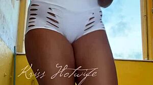 Gym Friend Catches Naughty Wife Flashing Cameltoe in Tiny New Shorts?