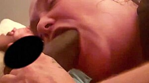 midget slut gags on monster black cock in sloppy gumjob