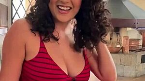 busty latina gives pov interview then gets close in doggy style