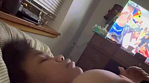 Latina Milf Rubs Fat Juicy Natural Tits to Shaking Orgasm POV