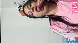 that horny stepmom sneaks up on her stepson for a hot swallow session after teasing in lingerie... mmm casero real vibes