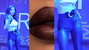 china girl sways seductively in tight leather pants