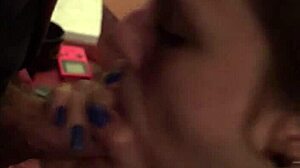 Tipsy petite girlfriend slurps deepthroat blowjob for friend
