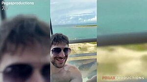 Pegas Productions Lili Cocksinhell gags on Dave March's monster cock outdoors