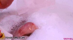 gorgeous brunette slips into a steamy bath during her naughty casting