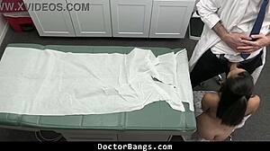 Volleyball slut seduces shy doctor patient for her cleared medical note.