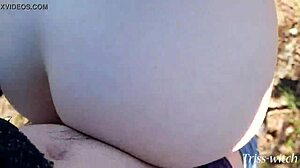 triss-witch gives hike blowjob then bends for forest doggystyle creampie