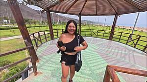 curvy peruvian bbw with blue eyes fingered then fucked hard right on the beach shore