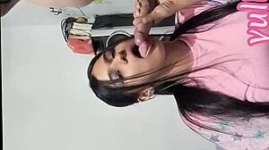 that horny stepmom sneaks up on her stepson for a hot swallow session after teasing in lingerie... mmm casero real vibes