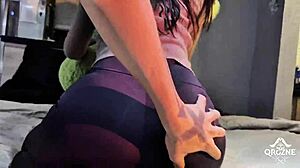 skinny latina teen amberzinha wins plush toy backstage then bends over for daddy's interracial doggystyle pounding on big ass