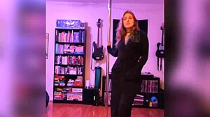 I'm stripping out of sexy black lingerie with my big tits rocking wild