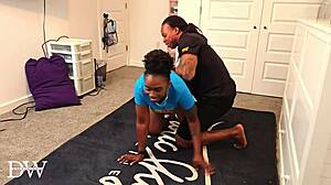 Bbc bull crushes ebony queen Lyric Sky in sock challenge domination sloppy head payout