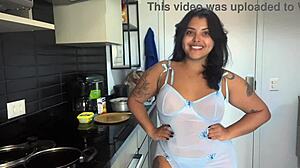 gordinha juliana coxta grinds fat ass on dildo pov chocolate cake orgasm