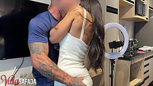 i watched our lutador friend dp my wife ju pulling panties aside bareback creampie