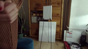 Blonde Babe In Glasses Paints Pretty Pussy Flower Solo Tease