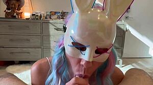 Halloween Bunny Deepthroats Cock Swallows Cum And Squirts