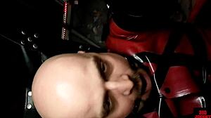 mistress alekssandra trains rubber slave with shemale cock in his tight straight ass!