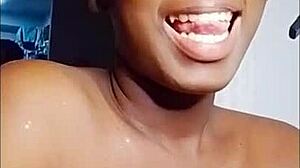 Mastermeat1's Seductive Homemade Ebony Blowjob Sequence Builds to Climax Two