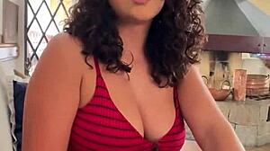 busty latina gives pov interview then gets close in doggy style