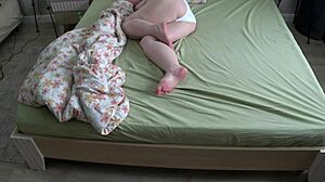 Watching my chubby wife relax in white panties before bed on home cam