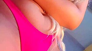 gorgeous blonde girl chats about her day casually