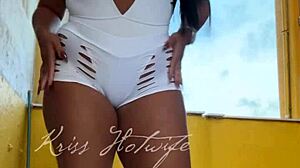 Gym Friend Catches Naughty Wife Flashing Cameltoe in Tiny New Shorts?