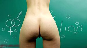 schoolgirl shakes huge ass pussy lips dances teases rips clothes for doggy pounding