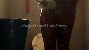 young wet amateur solo in shower teases daddy with big natural tits and pussy