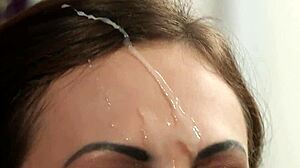 british leather babe's heart races sucking maledom's throbbing cock to facial jizz explosion