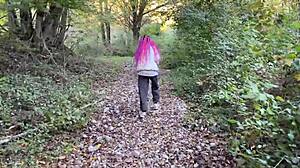 rough outdoor forest spanking with submissive teen girl