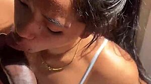 dreamy brunette sucking cock like a pro with her man nysdel