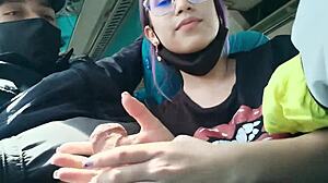 Bent Over Latina Slut Deepthroats Monster Cock on Public Bus Before Creampie Fuck