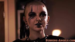 Emo goth whore rides cock fingering her tattooed pussy hardcore with punk masturbation