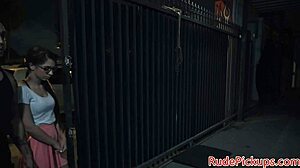 whoa this petite glasses teen sucks and rides cock outdoors 😍 rough public pickup