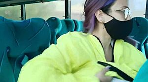 Bent Over Latina Slut Deepthroats Monster Cock on Public Bus Before Creampie Fuck