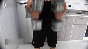 Colombian milf mother-in-law asks for massage but ends up moaning on monster cock doggy. Submissive pussy lick!