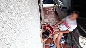 Flaca 18 bends over gives tight pussy to road pervert for cash