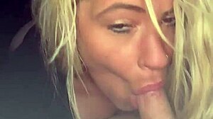 Pretty hooker deepthroats blows guy in car cums in mouth spits on dick sucks back public pov