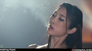 Sexy Japanese Emiri Delivers Smoking Leather Blowjob Then Doggystyle Cumshots