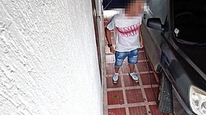 Flaca 18 bends over gives tight pussy to road pervert for cash