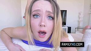 blonde babe nikole nash rides stepdad's cock cowgirl then missionary rough hardcore!