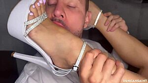 curvy brunette big tits babe with muscular bodybuilder rims ass after party blowjob